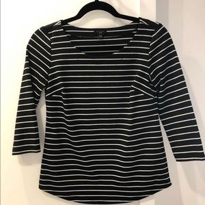 Ann Taylor 3/4 Length Sleeve Striped Top